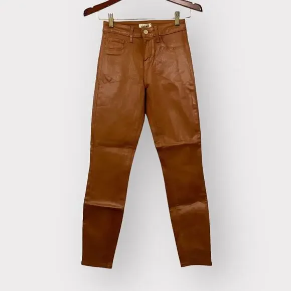 L’Agence NEW Womens Margot Skinny High Rise Jeans sz 24 Java Coated Wax Denim - Picture 3 of 14